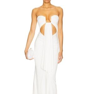 Superdown Rosy White Strapless Maxi Dress